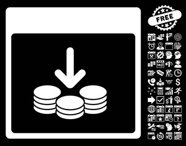 Paralar takvim sayfa düz vektör simgesi ile Bonus almak