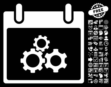 Mekanik vites takvim gün düz vektör simge Bonus ile