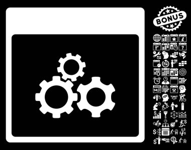 Mekanik vites ile Bonus sayfa düz vektör simge takvim
