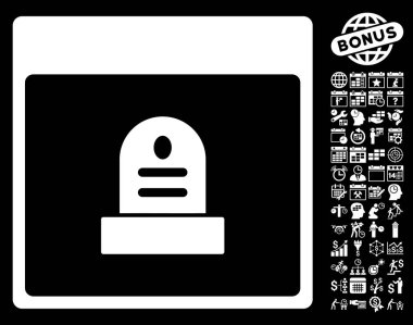 Anıt mezar taşı takvim sayfa düz vektör simge Bonus ile