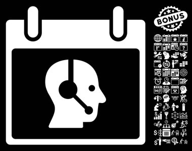 Bonus ile operatör takvim gün düz vektör simgesi