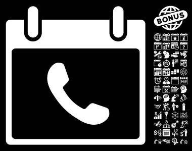 Bonus ile telefon takvim gün düz vektör simgesi