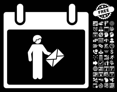 Postacı takvim gün düz vektör simge Bonus ile