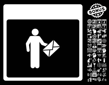 Postacı takvim sayfa düz vektör simge Bonus ile