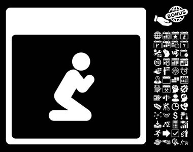 Kişi takvim sayfa düz vektör simge Bonus ile dua