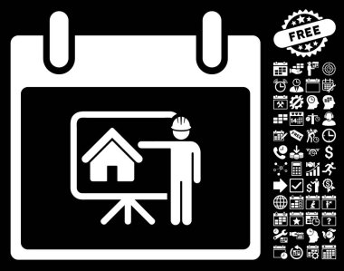 Bonus ile gayrimenkul geliştirici takvim gün düz vektör simgesi