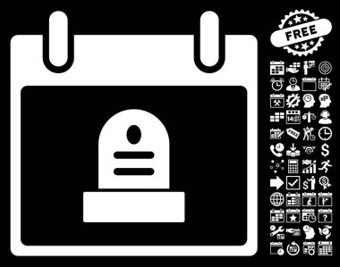 Bonus ile rip anıt takvim gün düz vektör simgesi