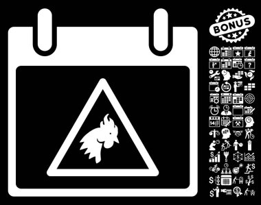 Takvim gün düz vektör simge Bonus ile uyarı horoz