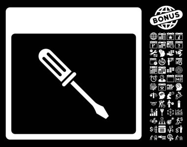 Tornavida takvim sayfa düz vektör simge Bonus ile