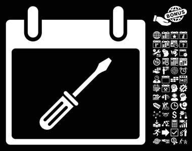 Tornavida takvim gün düz vektör simge Bonus ile ayarlama