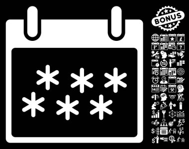 Bonus ile kar takvim gün düz vektör simgesi