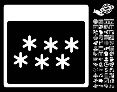 Kar taneleri ile Bonus sayfa düz vektör simge takvim