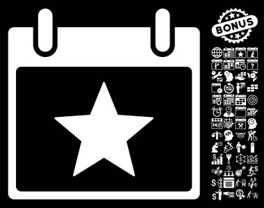 Bonus ile yıldız takvim gün düz vektör simgesi