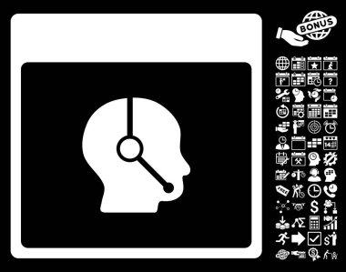 Telefonla satış operatör takvim sayfa düz vektör simge Bonus ile