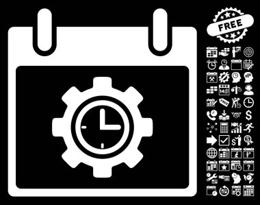 Bonus ile zaman dişli takvim gün düz vektör simgesi