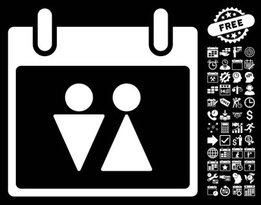 Tuvalet takvim gün düz vektör simgesi Bonus ile