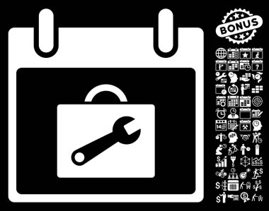 Araç kutusu takvim gün düz vektör simgesi Bonus ile