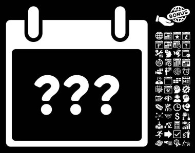 Bonus ile bilinmeyen gün takvim sayfa düz vektör simgesi