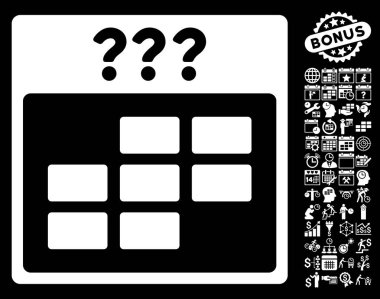 Bonus ile bilinmeyen ay takvimi kılavuz düz vektör simgesi