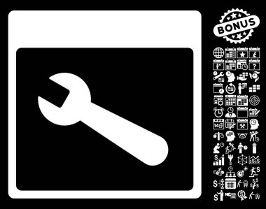 İngiliz anahtarı aracı takvim sayfa düz vektör simgesi Bonus ile