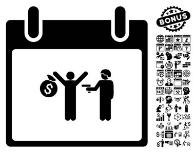 Bonus ile tutuklama takvim gün düz vektör simgesi