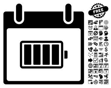 Pil takvim gün düz vektör simgesi Bonus ile