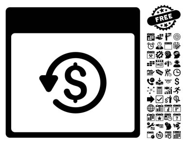 Bonus ile ters ibraz takvim sayfa düz vektör simgesi