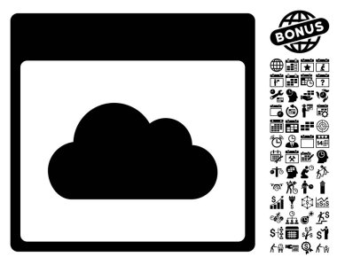 Bonus ile bulut takvim sayfa düz vektör simgesi