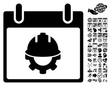 Bonus ile Geliştirme takvim gün düz vektör simgesi