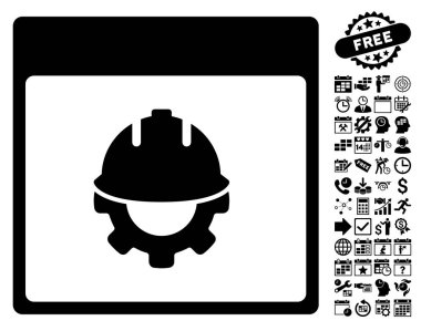 Bonus ile Geliştirme takvim sayfa düz vektör simgesi