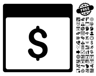 Bonus ile Doları Döviz Alım takvimi sayfa düz vektör simgesi