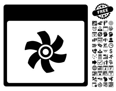 Bonus ile fan takvim sayfa düz vektör simgesi