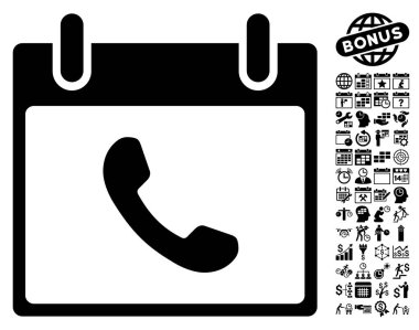 Bonus ile telefon takvim gün düz vektör simgesi