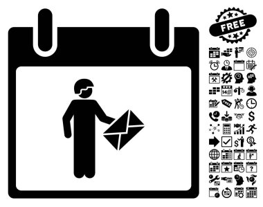 Postacı takvim gün düz vektör simge Bonus ile