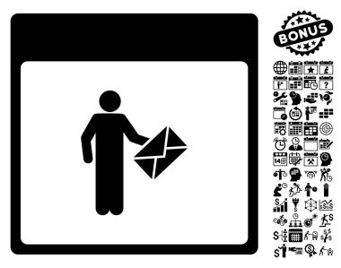 Postacı takvim sayfa düz vektör simge Bonus ile