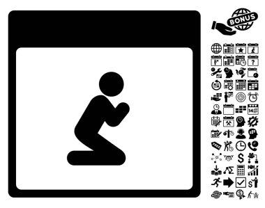 Kişi takvim sayfa düz vektör simge Bonus ile dua