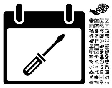 Tornavida takvim gün düz vektör simge Bonus ile ayarlama