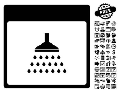 Bonus ile duş takvim sayfa düz vektör simgesi