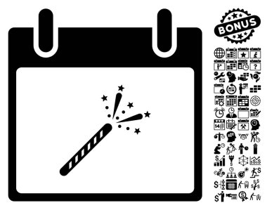 Maytap fişek takvim gün düz vektör simge Bonus ile