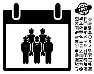 Bonus ile personel takvim gün düz vektör simgesi