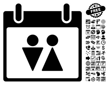 Tuvalet takvim gün düz vektör simgesi Bonus ile