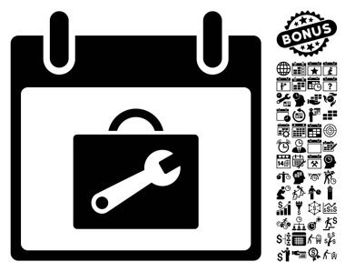 Araç kutusu takvim gün düz vektör simgesi Bonus ile