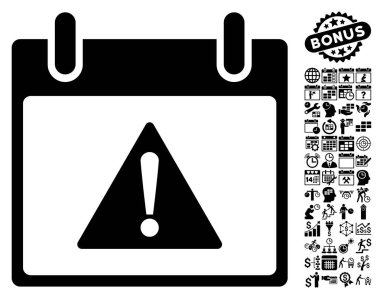 Uyarı takvim gün düz vektör simgesi Bonus ile