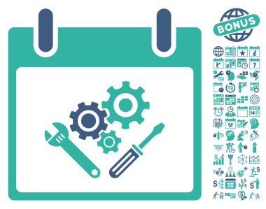 Araç Araçlar takvim gün düz vektör simgesi Bonus ile