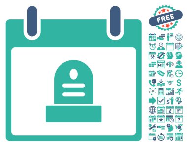 Bonus ile rip anıt takvim gün düz vektör simgesi