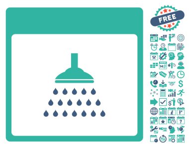 Bonus ile duş takvim sayfa düz vektör simgesi