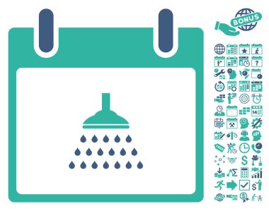 Bonus ile duş takvim gün düz vektör simgesi