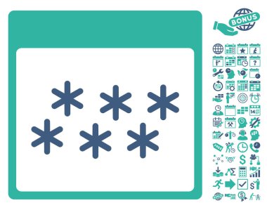 Kar taneleri ile Bonus sayfa düz vektör simge takvim