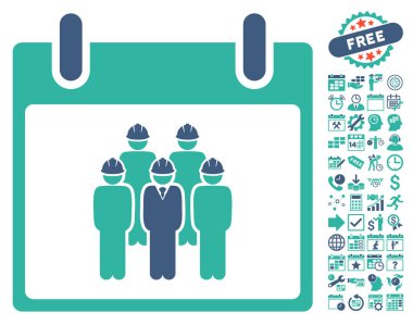 Bonus ile personel takvim gün düz vektör simgesi