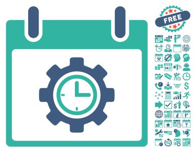 Bonus ile zaman dişli takvim gün düz vektör simgesi